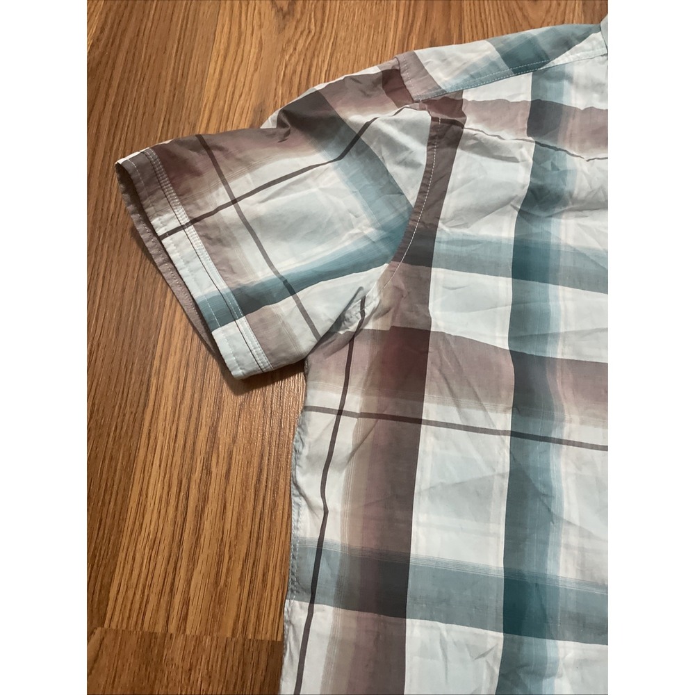 7 Diamonds Shirt Mens Large Plaid Button Up Cotton Short Sleeve Blue - Picture 11 of 13